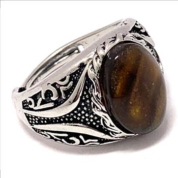Tiger's Eye Ring | Vintage-Inspired Unisex Oval Statement Ring