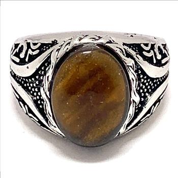Tiger's Eye Ring | Vintage-Inspired Unisex Oval Statement Ring