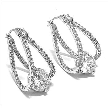 TOVA Designe .925 Sterling Silver Diamonique Diamond Hoop Earrings