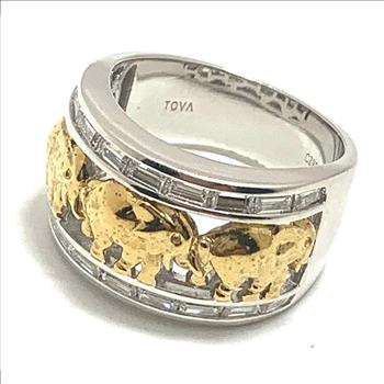 TOVA Designer r .925 Sterling Silver Diamonique Diamond Ring sz7