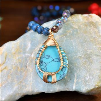 Tree of Life Design Tutquoise & Multicolor Stones Necklace