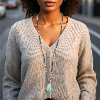 Tree of Life Design Tutquoise & Multicolor Stones Necklace