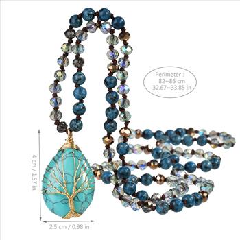 Tree of Life Design Tutquoise & Multicolor Stones Necklace