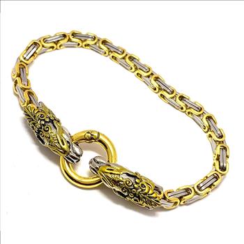 Two Tone Dragon Byzantine-Style Bracelet