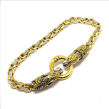 Two Tone Dragon Byzantine-Style Bracelet