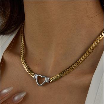 Two-Tone Heart Necklace
