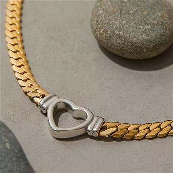 Two-Tone Heart Necklace