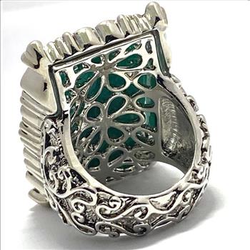 Two-Tone, Turquoise & White Zircon Ring sz6