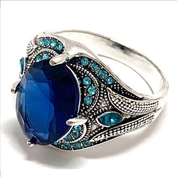 Unisex 11.50ctw Sapphire & Blue Topaz Unisex Statement Ring sz10