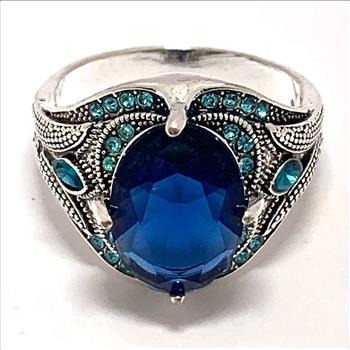 Unisex 11.50ctw Sapphire & Blue Topaz Unisex Statement Ring sz10