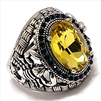 Unisex Scorpion Ring with Oval  Citrine | 18K White Gold Over  Statement Ring