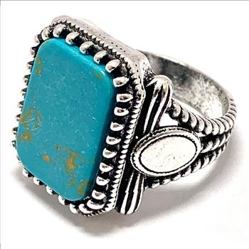 Unisex Turquoise Statment  Ring | Vintage Scroll Statement Ring for Men sz10