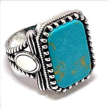 Unisex Turquoise Statment  Ring | Vintage Scroll Statement Ring for Men sz10