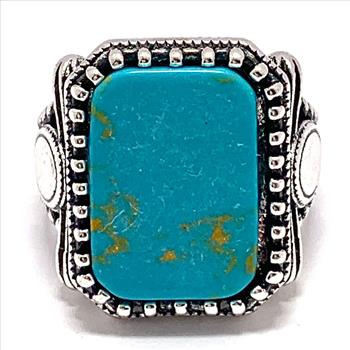 Unisex Turquoise Statment  Ring | Vintage Scroll Statement Ring for Men sz10