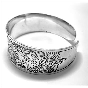 Vintage Inspired Tibetan Peony Cuff Bangle Bracelet