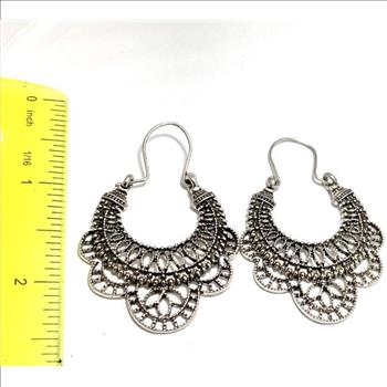 White Gold Overlay Earrings
