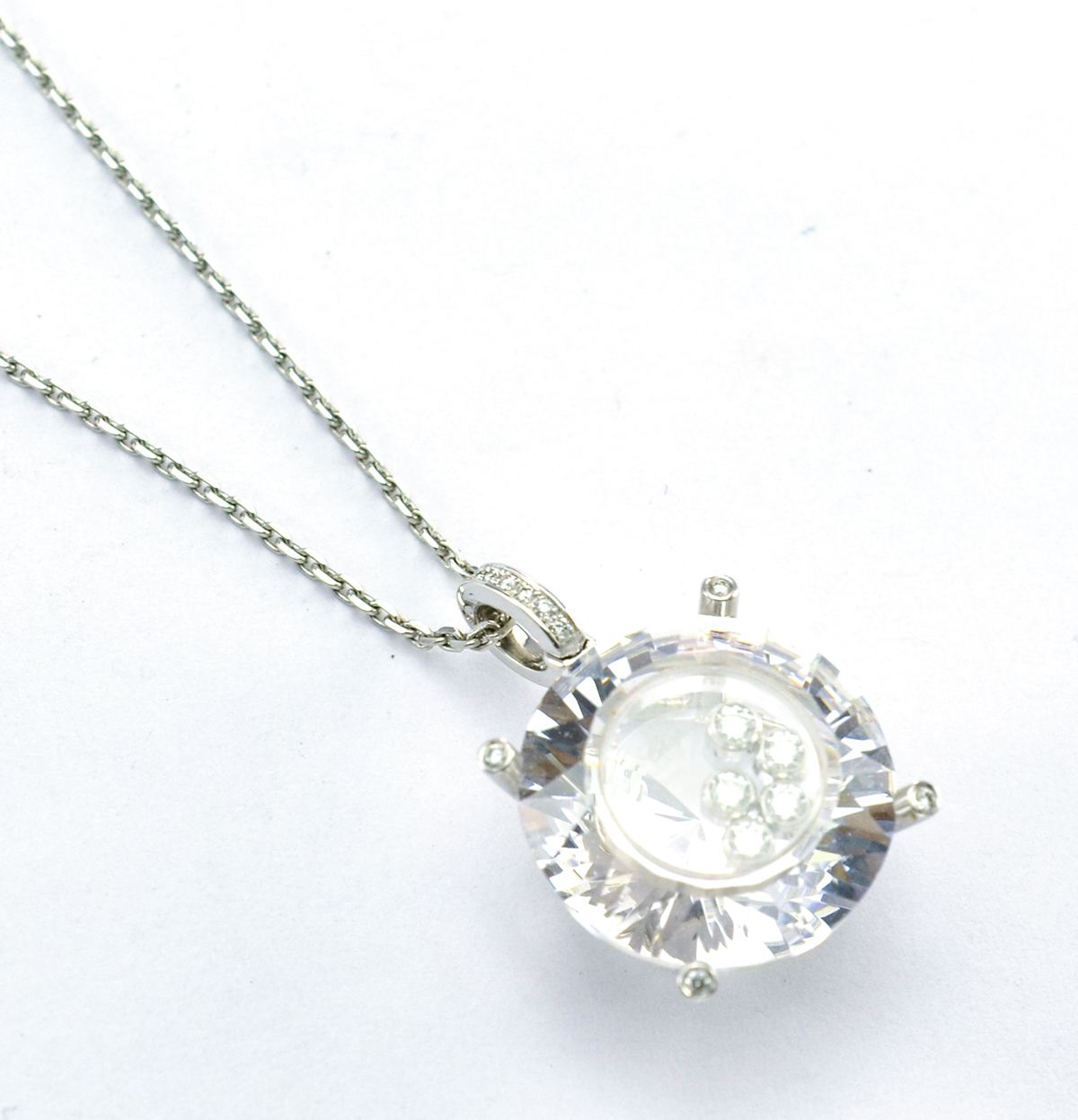 Chopard Happy Collection 18K White Gold Floating Diamond Crystal ...