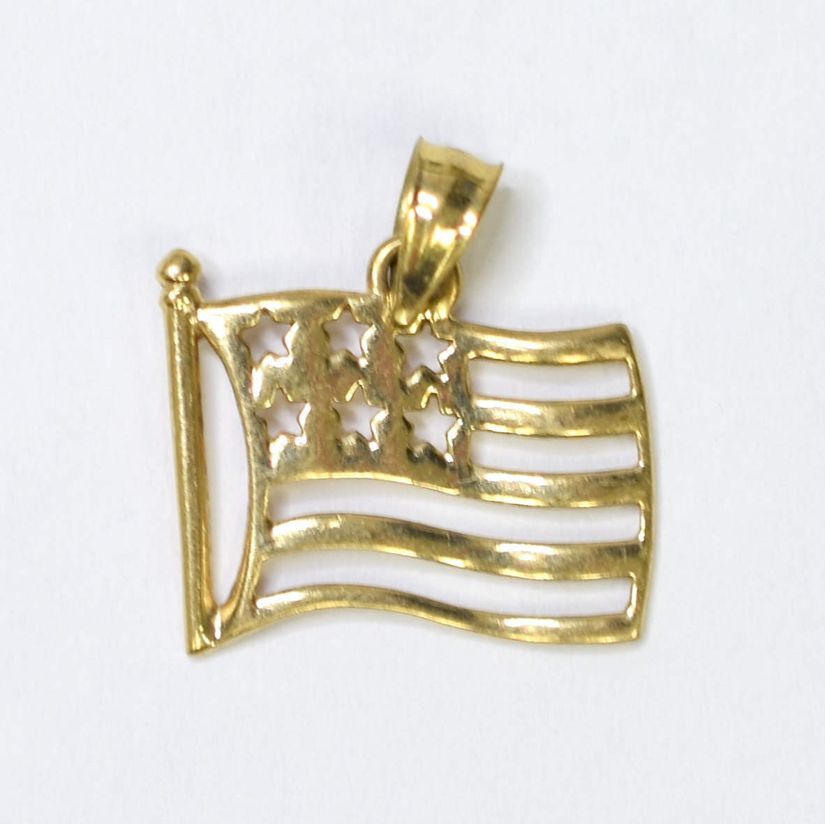 10k Yellow Gold Racing Flags Charm - Pendant Or Bracelet Charm, High Polish Finish