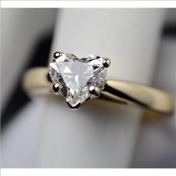 14K Yellow Gold 0.65 Carat Diamond Heart Solitaire Wedding Ring