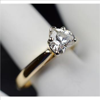14K Yellow Gold 0.65 Carat Diamond Heart Solitaire Wedding Ring