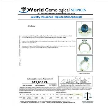 $11,653 Retail 6.42 Carats t.w. Diamond & Sapphire Invisible Set Ring 18K Gold 10 Grams