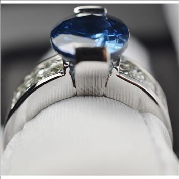 $11,653 Retail 6.42 Carats t.w. Diamond & Sapphire Invisible Set Ring 18K Gold 10 Grams