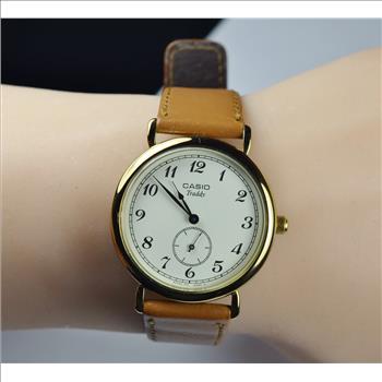 Casio Traddy Stainless Steel Watch W/ Leather Band