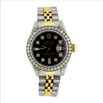 Rolex Datejust Stainless Steel Two Tone Black Dial Lady's Watch 26MM