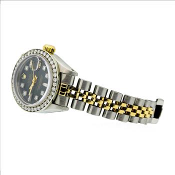 Rolex Datejust Stainless Steel Two Tone Black Dial Lady's Watch 26MM