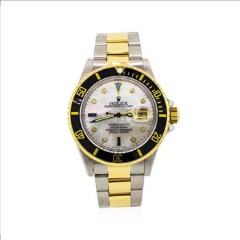 Rolex Submariner Stainless Steel and 18K Gold Custom Mother of Pearl Dial Men's Watch 40MM