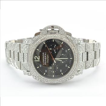 Panerai Luminor Chrono Daylight Stainless Steel Black Dial Men's Watch 44MM