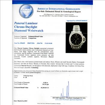 Panerai Luminor Chrono Daylight Stainless Steel Black Dial Men's Watch 44MM