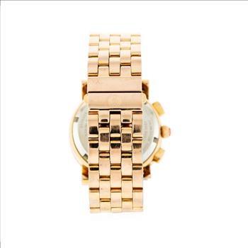 Michele Stainless Steel White Chrono Dial Mid - Size Lady's Watch