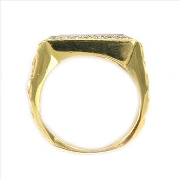 $3,699 Retail 14K Yellow Gold 0.45 Ct t.w. Diamond Nugget Style Men's Ring With Square Cut Lapiz Center