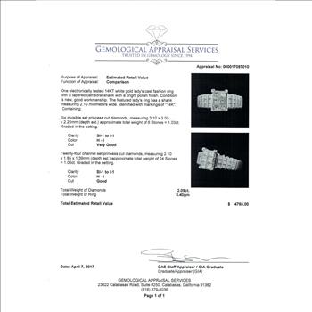 14K White Gold Princess Cut Diamond Ring With Princess Cut Diamond 6 Stone Center