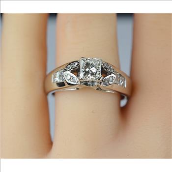 $6,000 Retail 18K White Gold  1.00 Ct t.w. Diamond Engagement Ring