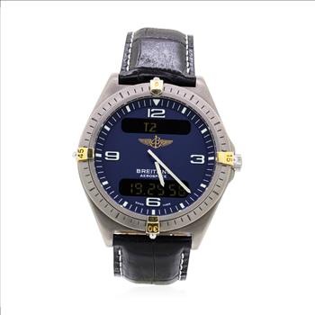 Breitling Navitimer Aerospace 40mm Titanium Case Watch on Leather Strap 80360
