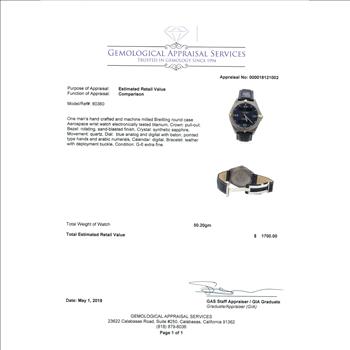 Breitling Navitimer Aerospace 40mm Titanium Case Watch on Leather Strap 80360