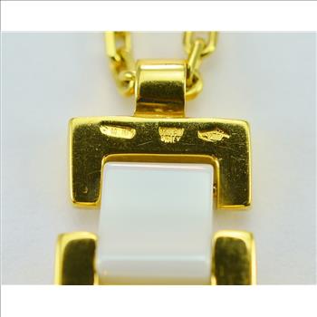 18K Yellow Gold Versace Link Chain Dropdown Pendant With Gold Chain