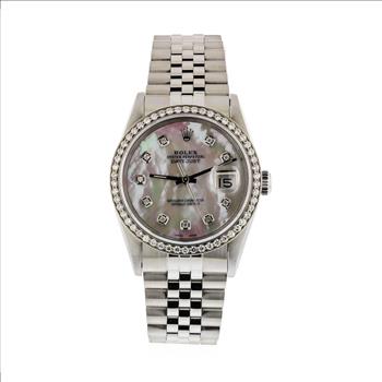 Rolex Datejust Stainless Steel Custom MOP Diamond Dial Watch 36MM