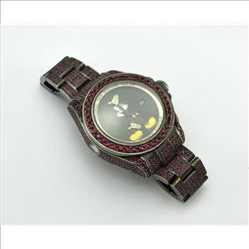 Rolex Sea Dweller DeepSea Stainless Steel Customized Mickey Mouse Black Dial With Mixed Cut Rubies Watch 44MM