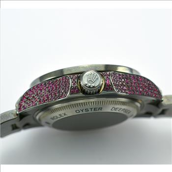 Rolex Sea Dweller DeepSea Stainless Steel Customized Mickey Mouse Black Dial With Mixed Cut Rubies Watch 44MM