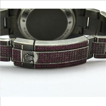 Rolex Sea Dweller DeepSea Stainless Steel Customized Mickey Mouse Black Dial With Mixed Cut Rubies Watch 44MM