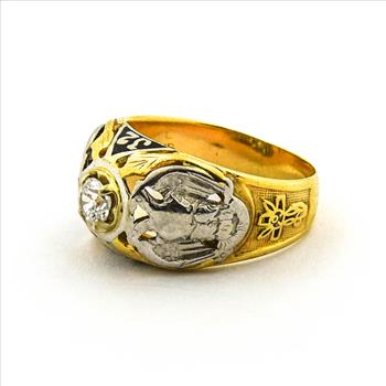 14K Two Tone Gold 10.20 Grams Diamond Dome Style Ring