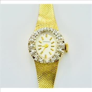 Longines 14K Two Tone Gold Silver Dial Diamond Ladies Watch