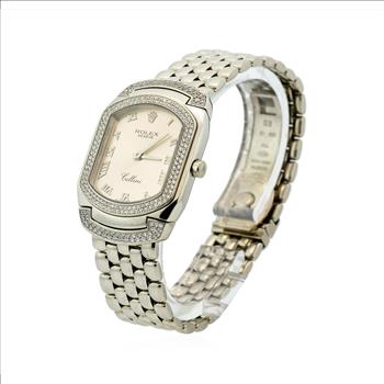 Rolex Cellini Cellissma 18K White Gold Pink Dial Lady's Custom Diamond Watch