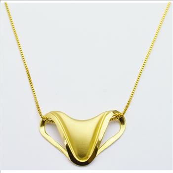 14K Yellow Gold 8.12 Grams Satin Finished Pendant Slider With Gold Chain 