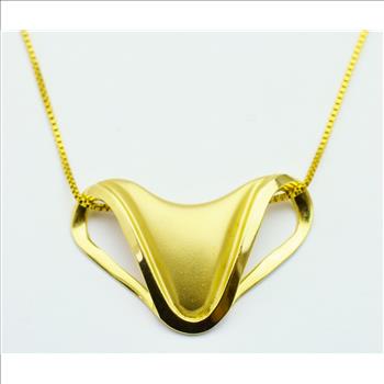 14K Yellow Gold 8.12 Grams Satin Finished Pendant Slider With Gold Chain 