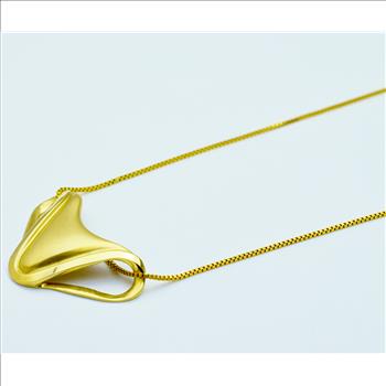 14K Yellow Gold 8.12 Grams Satin Finished Pendant Slider With Gold Chain 