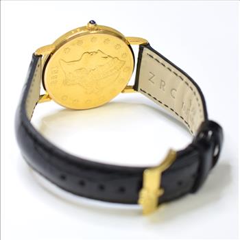 Corum Heritage Coin American Eagle 1899 36mm 18K Gold Watch on Leather Strap